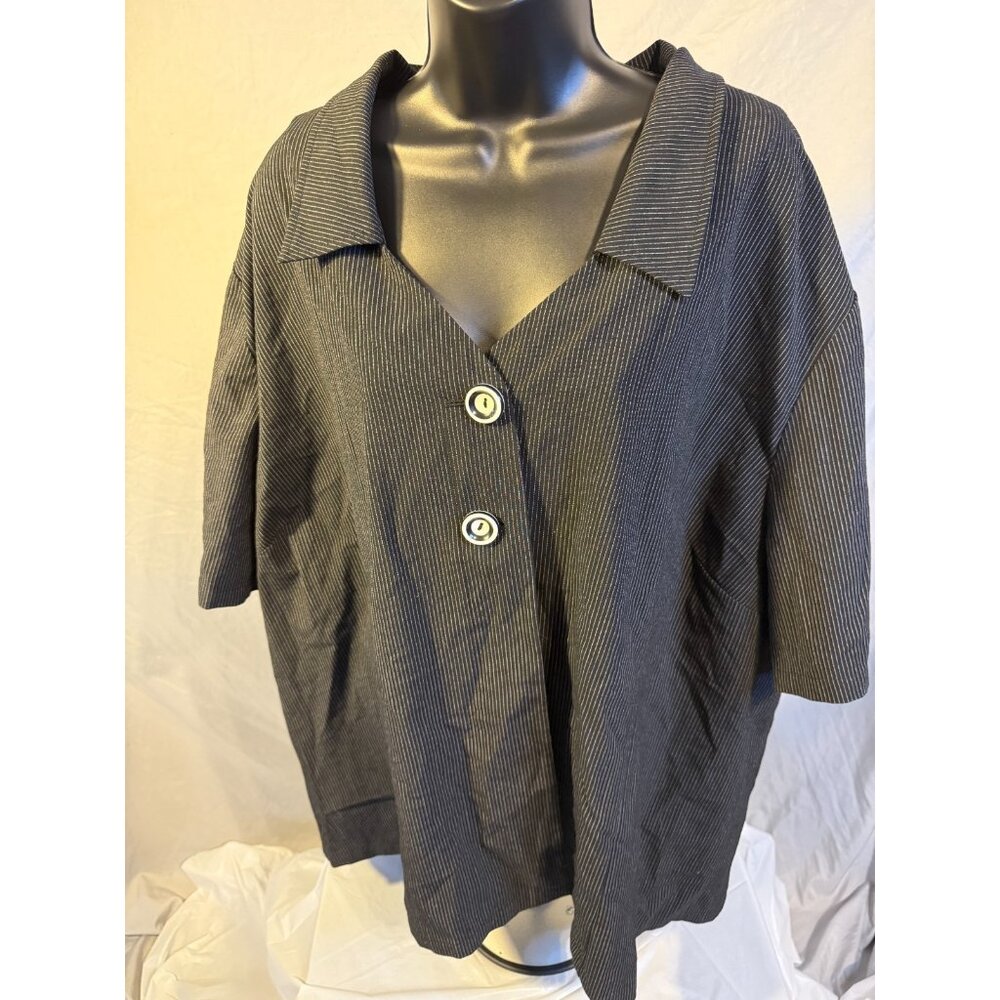Maggie Barnes Black Pinstripe Mod Goth Blazer Women’s Plus 5X 34/36‎ Scandi